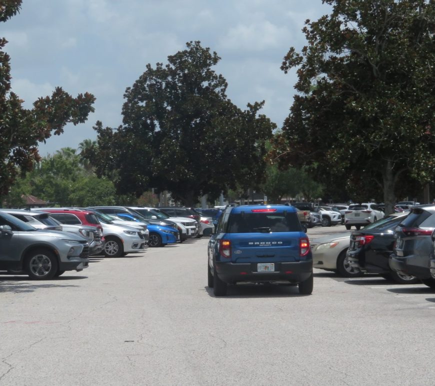 Car waiting for an available space